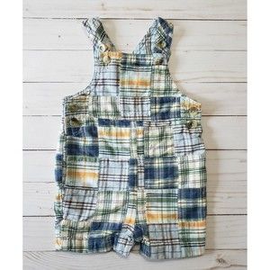 Savannah Baby Boys plaid overalls 9 months